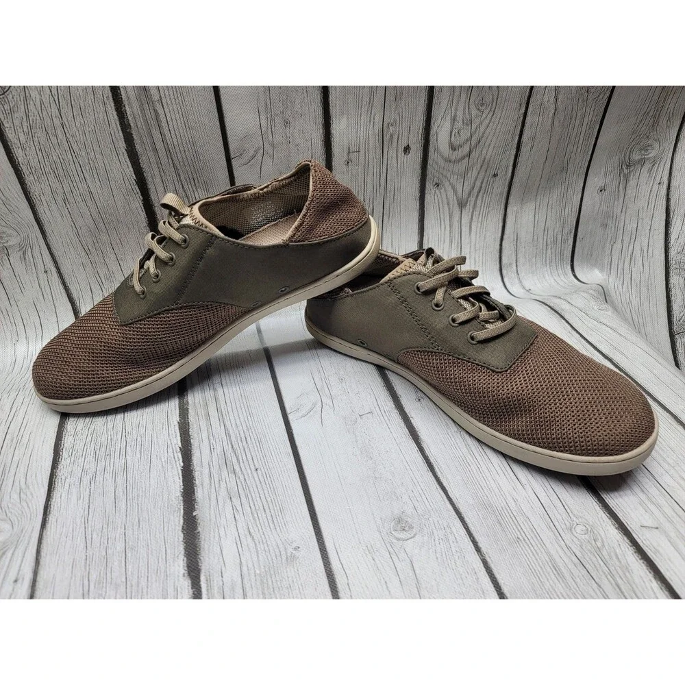 OluKai NOHEA MOKU Men's 9.5 Mesh Comfort Sneakers Boat Shoes Brown Mustang Husk